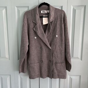 Nicole Summers Womens  Merino Wool Knit Double Breasted Jacket XL Gray Shacket**